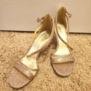 Michael Kors women heels, gold sparkle size 8